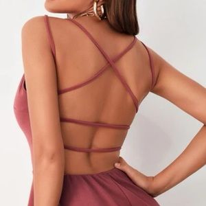 SHEIN Crisscross Open Back Solid Dress